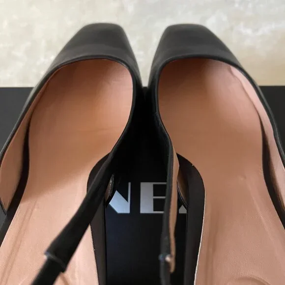 Inez Coco slingback square toe block heel pump in Black Nappa size 10.5 - Picture 4 of 13